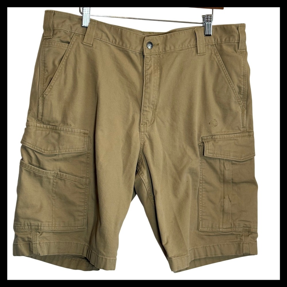 Carhartt Mens Relaxed Fit Cargo Shorts Tan Cotton Canvas Workwear Size 38